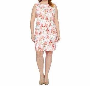 Alyx White and Orange Sheath Dress Sleeveless Crew Neck Size 22W